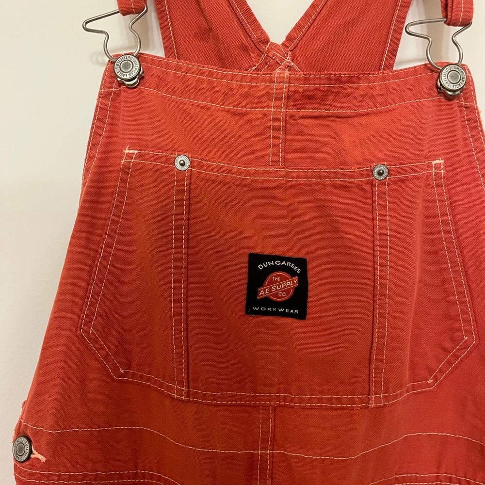 Dungaree Red Overalls denim jumpsuit Size Medium - Picture 2 of 6